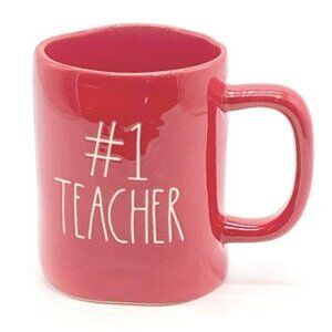 Rae Dunn 18oz #1 Teacher Ceramic Mug -245- Magenta Artisian Series